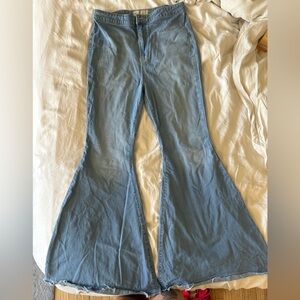 Free People- Just Float On light denim ultra-flare jeans
